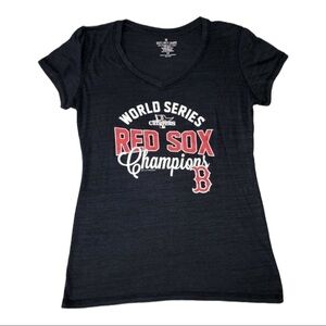 Boston RED SOX World Champion Soft As Grape Navy Short Sleeve T-Shirt
